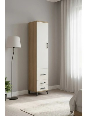 Dienni Arges Dolap 4 Raflı 3 Çekmeceli Tek Kapaklı 44X30X221 Çam-Aytaşı