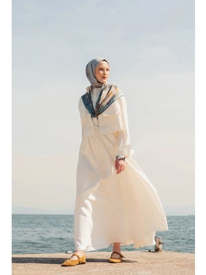 Armine Ceketli Poplin Elbise Takım Ekru