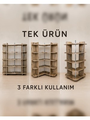 Tok-Co 270° Ayarlanabilen Kitaplık Raf Iç Bükey & Dış Bükey & Düz Kullanım