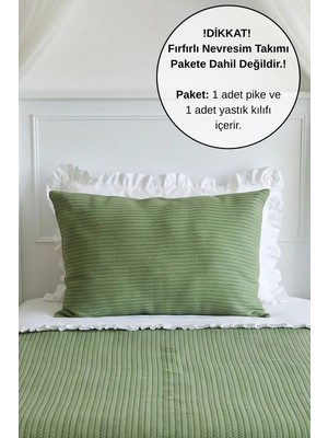 Pamuka Pike Takımı Tek Kişilik Örgü Desen-Haki