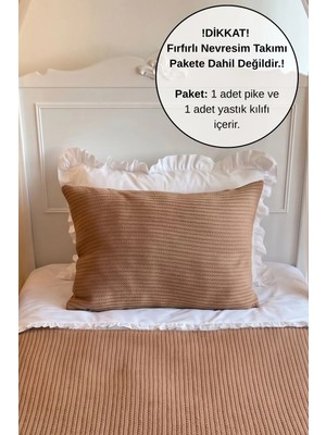Pamuka Pike Takımı Tek Kişilik Örgü Desen-Kahverengi