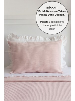 Pamuka Pike Takımı Tek Kişilik Örgü Desen-Açık Pembe