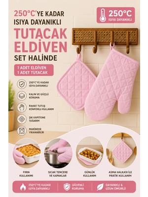 Miabella Home Fırın Eldiveni Fırın Tutacağı Premium Isı Geçirmez Mutfak Eldiveni Tutacak Isıya Dayanıklı Eldiven