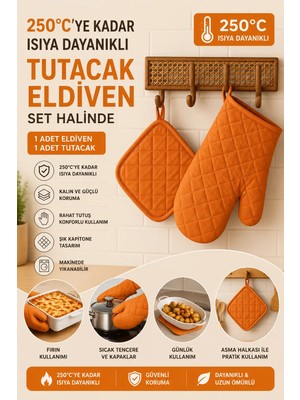 Miabella Home Fırın Eldiveni Fırın Tutacağı Premium Isı Geçirmez Mutfak Eldiveni Tutacak Isıya Dayanıklı Eldiven