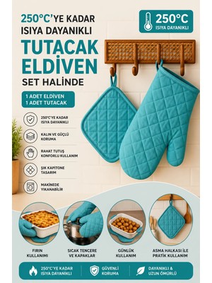 Miabella Home Fırın Eldiveni Fırın Tutacağı Premium Isı Geçirmez Mutfak Eldiveni Tutacak Isıya Dayanıklı Eldiven