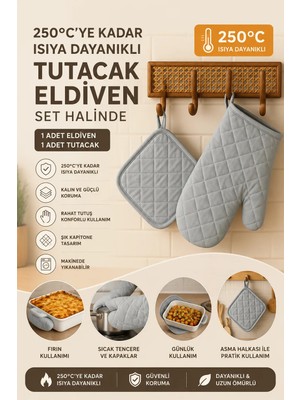 Fırın Eldiveni Fırın Tutacağı Premium Isı Geçirmez Mutfak Eldiveni Tutacak Isıya Dayanıklı Eldiven