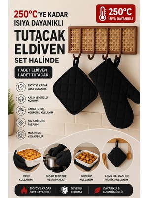 Fırın Eldiveni Fırın Tutacağı Premium Isı Geçirmez Mutfak Eldiveni Tutacak Isıya Dayanıklı Eldiven
