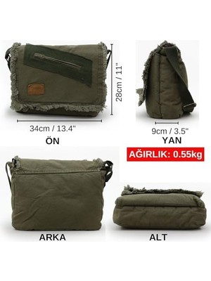 Old Cargo 7136 Günlük Omuz Postacı Kanvas Okul 14 Inch Laptop Çantası
