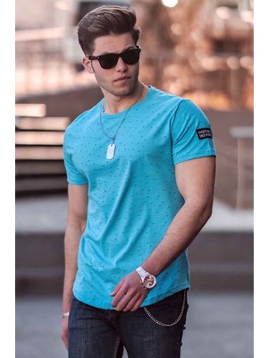 Madmext Yırtık Detaylı Mavi T-Shirt 2883