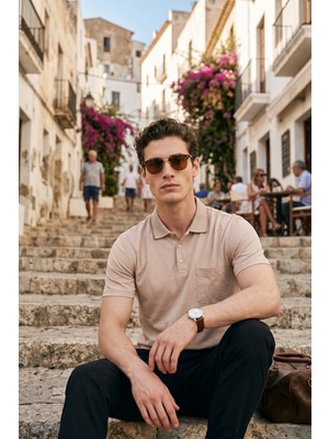 Buratti Pamuklu Regular Fit Göğüs Cepli Düğmeli Polo T Shirt Erkek Polo T Shirt 4565001
