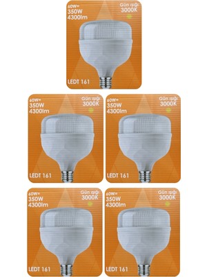Avarson (5 Adet) Osaka 60W (350W) Sarı Işık E27 Duylu (Kalın Duy) LED Torch Ampul