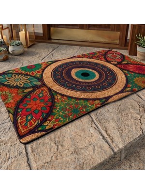 Uygur Home Pop-Art Nazar Boncuğu Tasarımlı Paspas - Dijital Baskılı Taban Kapı Önü Paspası