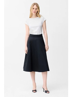 adL  Poplin Midi Etek Siyah 12746698000