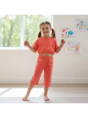Bonbon Çocuk Beli Lastikli Crop 2'li Takım CB1019
