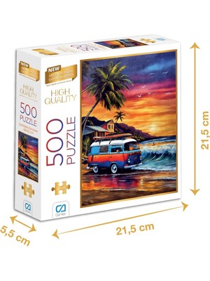 Vuralsin38 Sahildeki Karavan 500 Parça 2,2mm Kalınlık 48X33CM Profesyonel Hobi Puzzle Yapboz Serisi