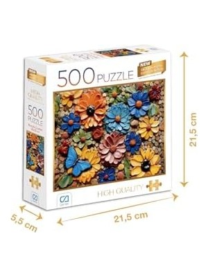 Vuralsin38 Mozaik Çiçekler 500 Parça 2,2mm Kalınlık 48X33CM Profesyonel Hobi Puzzle Yapboz Serisi