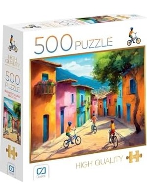 Vuralsin38 Bisikletli Çocuklar 500 Parça 2,2mm Kalınlık 33X48CM Profesyonel Hobi Puzzle Yapboz Serisi
