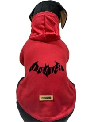 Die Grup Kapişonlu Sweatshirt Köpek ve Kedi Kıyafeti - Kırmızı Batman L Beden