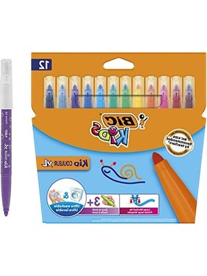 Die Grup Bıc Kids Kid Couleur Xl Keçeli Kalem, 12 Yıkanabilir Renkte, Kalın Uçlu, Karton Kutuda, 3 Yaşından Itibaren