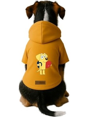 Die Grup Baskılı Içi Polarlı Köpek ve Kedi Kıyafeti & Elbisesi - Sarı Renk Kapüşonlu Hoodie B5D70, 3xl