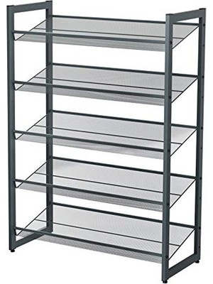 Die Grup Songmıcs 5 Katlı Ayakkabı Rafı, Genişleyen Metal Ayakkabı Rafı Ayarlanabilir Ayakkabı Rafı 15-20 Çift Ayakkabı, Kısa Bot, Topuklular Için Uygun, 74X104X307CM Koyu Gri LMR005GB