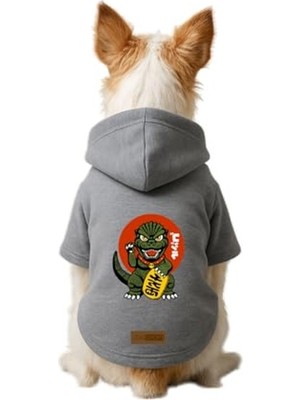 Die Grup Baskılı Içi Polarlı Köpek ve Kedi Kıyafeti & Elbisesi - Gri Renk Kapüşonlu Hoodie B6FE4 6xl