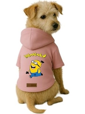 Die Grup Baskılı Içi Polarlı Köpek ve Kedi Kıyafeti & Elbisesi - Pembe Renk Kapüşonlu Hoodie B2FF3, S