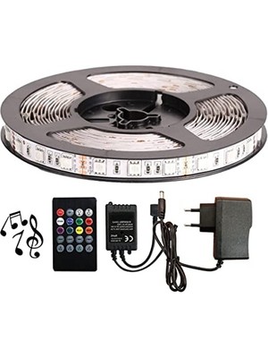 Die Grup Amberled 3 Metre Rgb Şerit LED Seti - Sese ve Müziğe Duyarlı Kumandalı ve Adaptör Dahil - 5050 3 Çipli Tak Çalıştır Iç Mekan Aydınlatma - Silikonsuz          [enerji Sınıfı F]