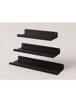 Die Grup Orret Home 3’lü Metal Duvar Rafı Yapışkanlı Raf Seti Banyo Rafı Mutfak Rafı Dekoratif Duvar Rafı Siyah Minimal Raf Organizer Seti 30-35-40 cm