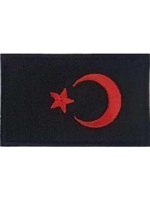 Die Grup Sim Nakış Turkey Türkiye Türk Bayrakları Nakış Işleme Arma Patch Peç 5x8 cm Siyah Kırmızı