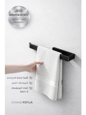 Die Grup Lamalı Siyah Yapışkanlı Lüks Tasarım Solo Peçetelik, Metal Havluluk, Hem Yapışkanlı Hem Vidalı Montajlı, Banyo ve Mutfak Için Modern Duvar Havlu Askısı