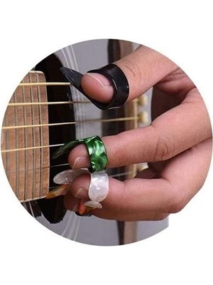 Die Grup Fset-Mıx Parmak Penası Seti Karışık Renk (4 Adet) Profesyonel Parmak Gitar Penası 1 Baş Parmak 3 Parmak Pena