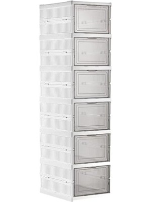 Die Grup 6 Katlı Katlanabilir Organizer, Çok Amaçlı Ayakkabılık, Taşınabilir Portatif, 25.5 x 34.5 x 105 cm (Beyaz)