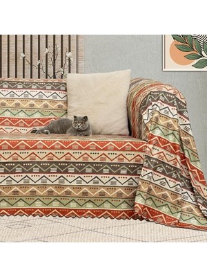 Die Grup Softmicro Boho Etnik Desenli Mikrofiber Koltuk Örtüsü ve Tv Battaniyesi, Koltuk Şalı, Kaymaz 130X180 cm