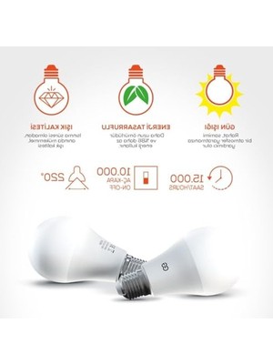Die Grup Günsan 10'lu LED Ampul 9W Gün Işığı E27 (4000K 220-240V)