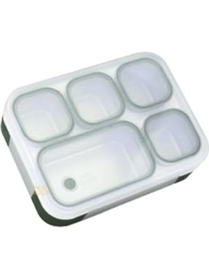 Die Grup Bento 1000ML Lunchbox Tek Katlı 5 Bölmeli Çelik Sefer Tası Yemek Kutusu (Koyu Yeşil)