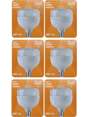 Avarson (6 Adet) Osaka 60W (350W) Sarı Işık E27 Duylu (Kalın Duy) LED Torch Ampul