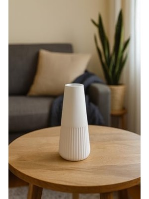 Vuralsin38 El Yapımı Dekoratif Vazo, Özgün Minimalist Tasarım, Taş Döküm Iskandinav Ev Dekorasyonu