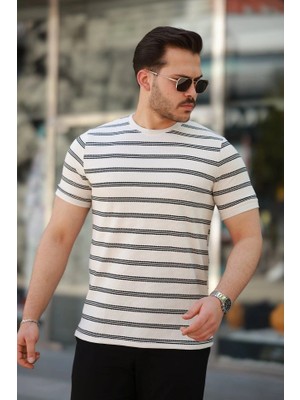 Lune Store Erkek Çizgili Kısa Kollu T-Shirt