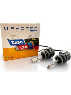 Vuralsin38 Photon Ampul Zero H27 12V Xtreme Yellow +3 Plus Fansız LED 12V-24V Headlight Pht ZR3728 Xy