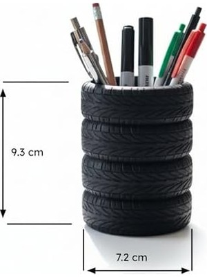Lastik Kalem Tutucu, Kalemlik, Tire Pen Holder, Şık Masa Üstü Pratik Organizer