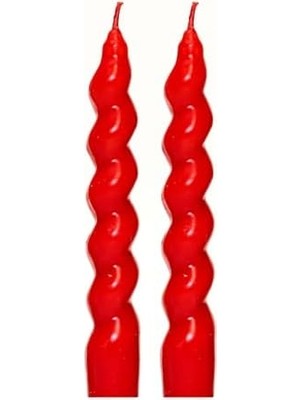 Vuralsin38 Yılbaşı 2'li Twirl Glow Kırmızı Şamdan Mum Seti (18 Cm)