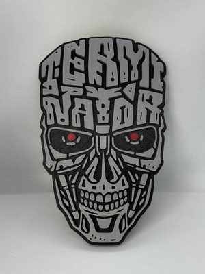 Goka 3D Craft Terminator T-800 Kuru Kafa 3D Duvar Dekoru - 23 cm Premium Versiyon (1.5 cm Çift Montaj Setli)