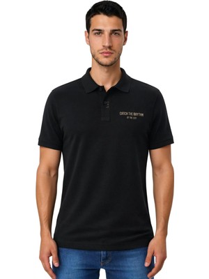 Ar-ma Erkek Polo Yaka Tişört Yazi Baskili Regular Fit Çift Toplama Penye Pike Y31374357902