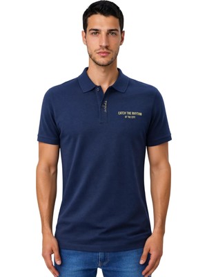 Ar-ma Erkek Polo Yaka Tişört Yazi Baskili Regular Fit Çift Toplama Penye Pike Y31374357902