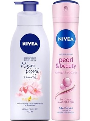 Vuralsin38 Kadın Sprey Deodorant Pearl&beauty 150ML, Kiraz Çiçeği Nemlendirici Vücut Losyonu 400ML
