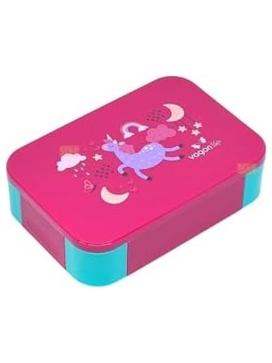 Vuralsin38 Bento 900ML Lunchbox Tek Katlı 2 Bölmeli Pp Plastik Çocuk Sefer Tası Yemek Kutusu (Pembe)