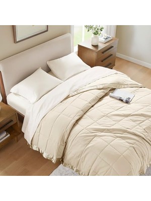 Vuralsin38 Windom Microfiber Alternative Blanket With 3m Moisture Management Ivory 108X90 Size Quilted Premium Soft 3m Scotchgard Moisture Microfiber For Bed, Couch Or Sofa