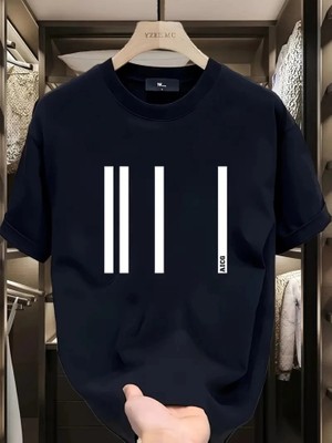 Lune Store Baskılı Oversize Bisiklet Yaka T-Shirt - Siyah