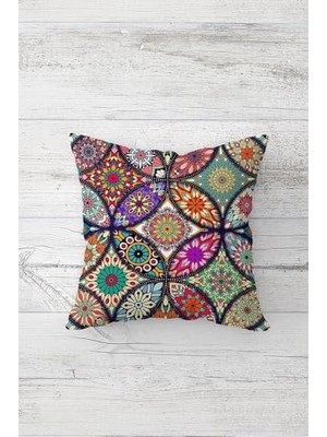 Vuralsin38 Pelangi Mandala Çift Tarafı Baskılı Gizli Fermuarlı Yastık Kılıfı Kırlent Koltuk Yastık Kılıfı, Karışık Renkli 45 x 45